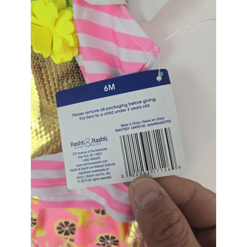 Wetsuit Club kids bathing suit girls NWT size 6M Rashti Baby lemon 2 piece upf50